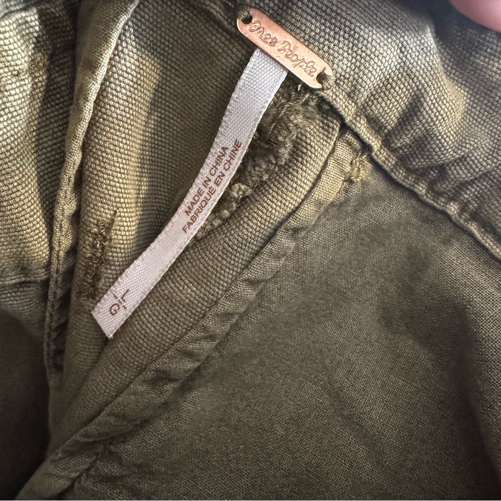 Free People Go West Utility Jumpsuit Army Sage Military Green Belted Fall Large - Picture 16 of 16